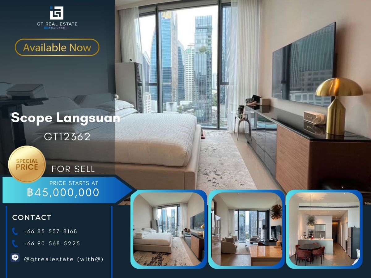 For SaleCondoWitthayu, Chidlom, Langsuan, Ploenchit : SCOPE LANGSUAN condo, beautiful room, complete furniture