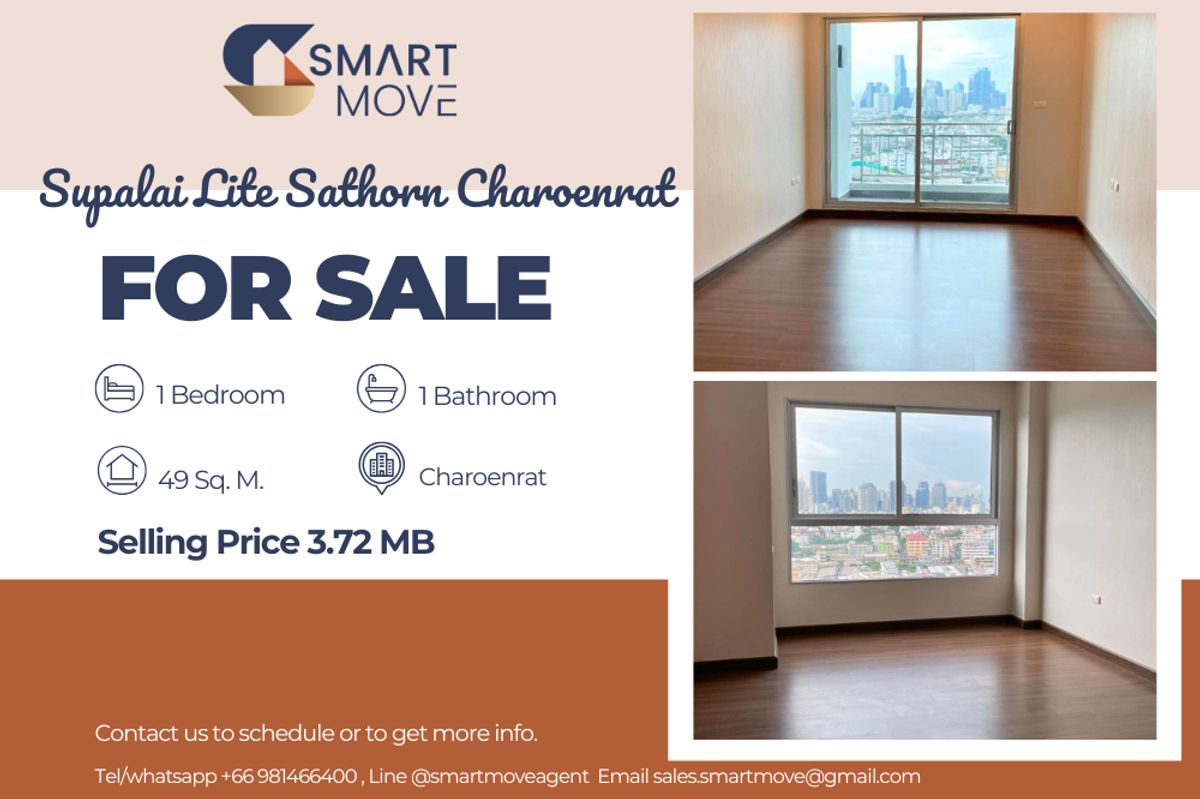 For SaleCondoSathorn, Narathiwat : For sale !! Code C20221203128 .......... Supalai Lite Sathorn Charoenrat, 1 bedroom, 1 bathroom, high floor 18 ++, north, some decorations, selling losses !!