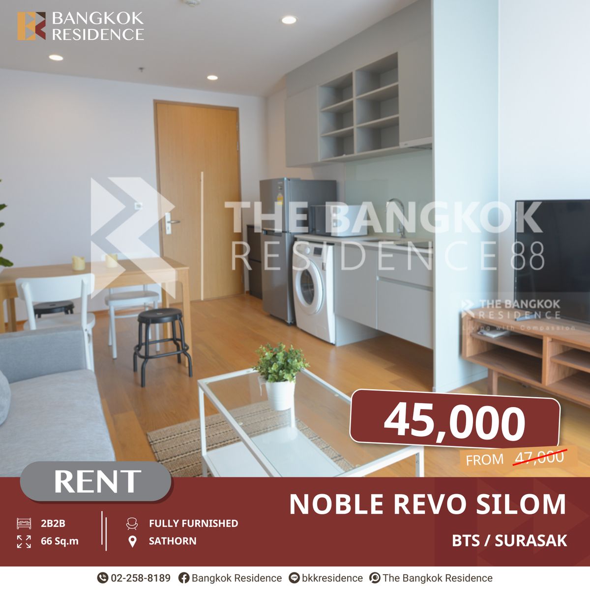 For RentCondoSathorn, Narathiwat : Great value condo in the center of Noble Revo Silom, near BTS Surasak