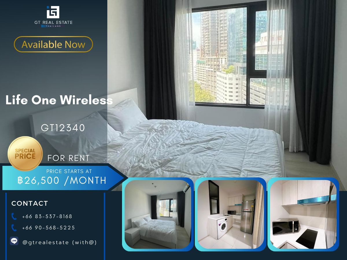 For RentCondoWitthayu, Chidlom, Langsuan, Ploenchit : Life One Wireless Condo, beautiful room, complete furniture Ready to rent