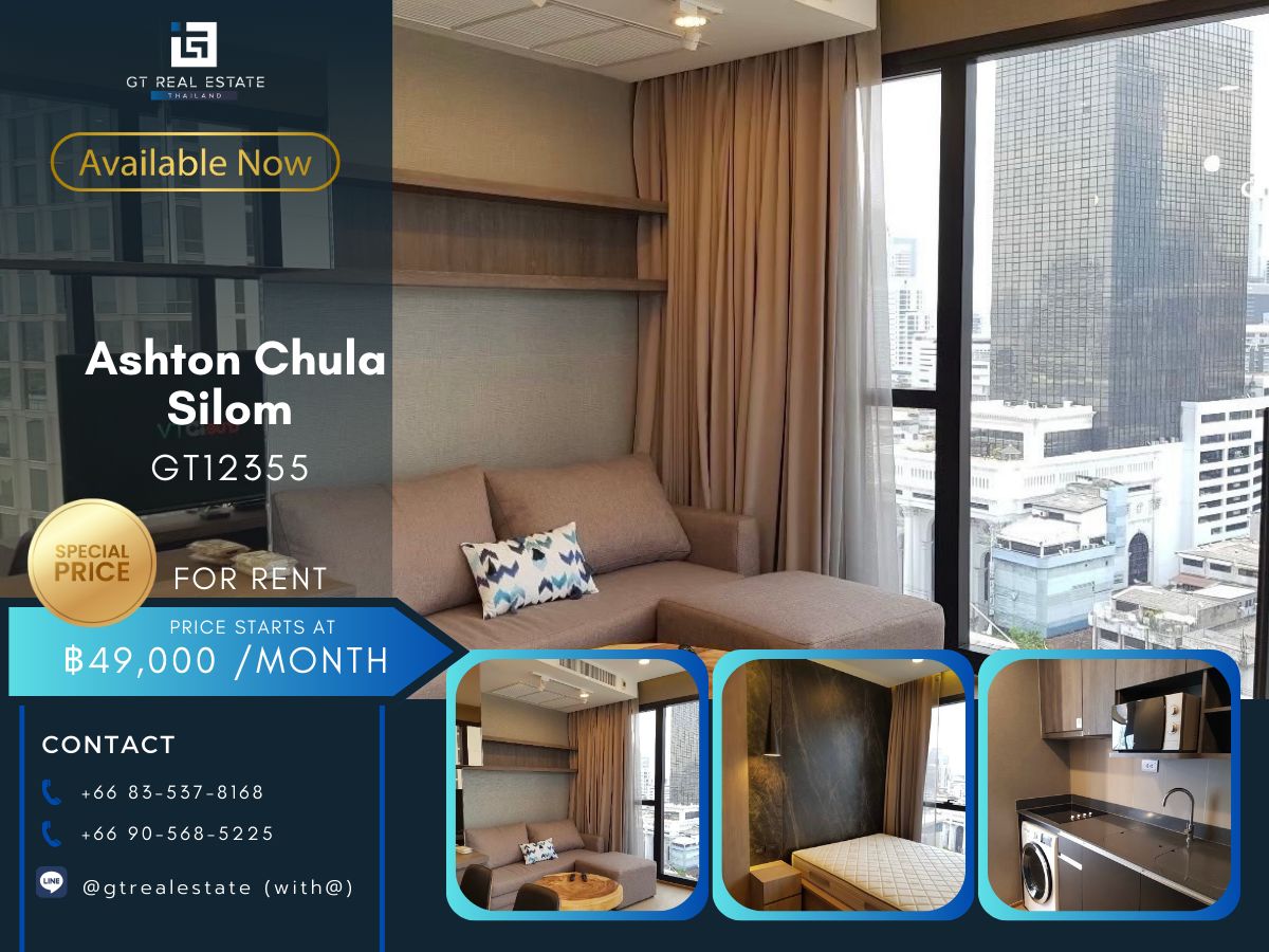 For RentCondoSiam Paragon ,Chulalongkorn,Samyan : Ashton Chula Silom condo, beautiful room, complete furniture Ready to rent