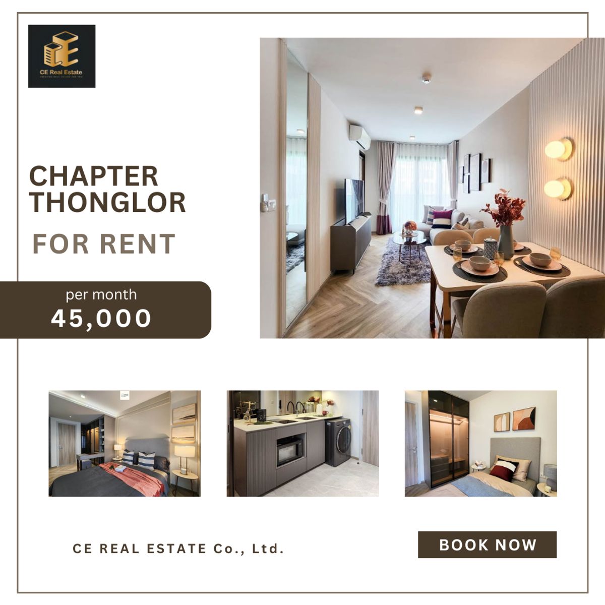 For RentCondoSukhumvit, Asoke, Thonglor : +++ Urgent Rental Chapter Thonglor *** 2 bedrooms, 2 bathrooms, size 58 sqm. Decorated with +++