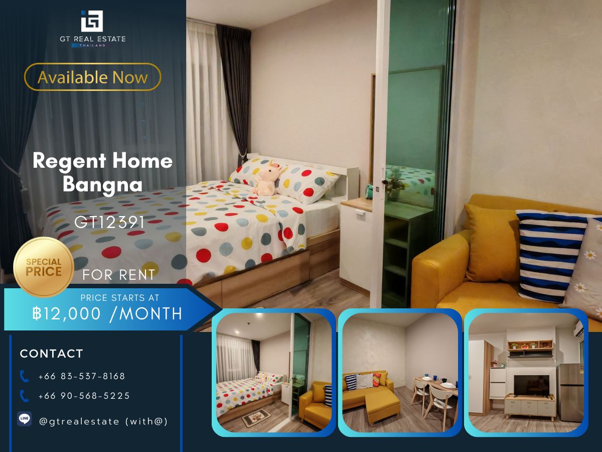 For RentCondoBangna, Bearing, Lasalle : Regent Home Bangna Condo, beautiful room, complete furniture Ready to rent