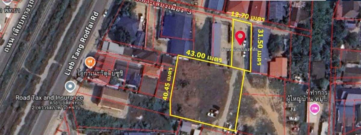 For SaleLandPattaya, Bangsaen, Chonburi : Land for sale in an area of ​​1 rai 1 ngan 35 sq.w., near the up-down of Motorway