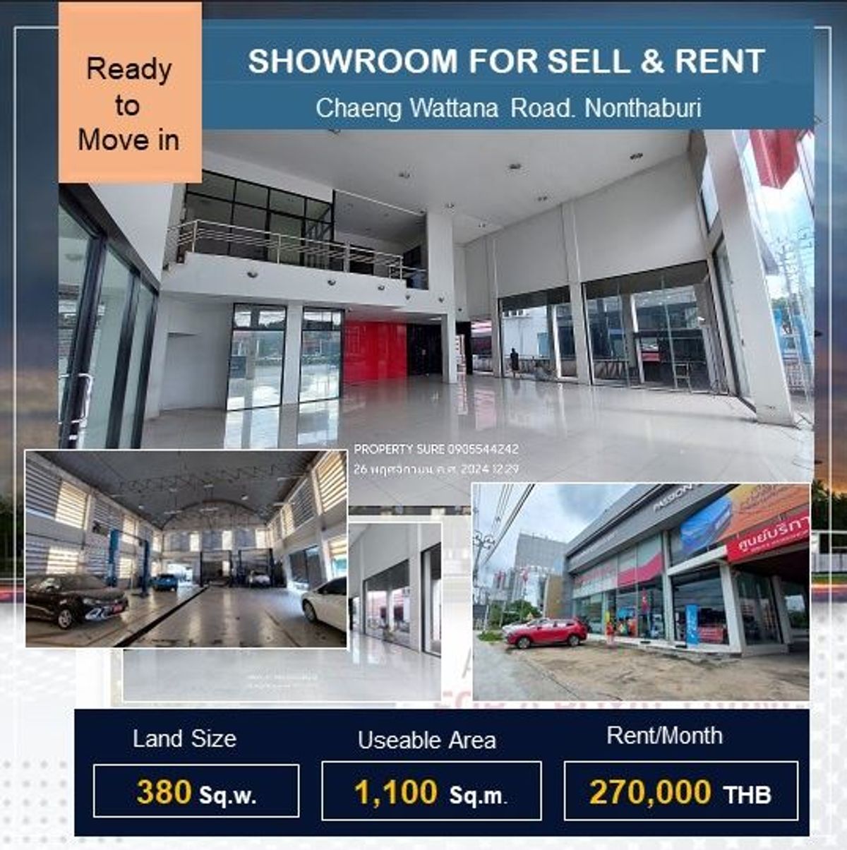 ShowroomChaengwatana, Muangthong : Sell ​​& Amp; RENT SHAWOM on CHAENGWATTANA Road. Nonthaburi for sale-rent a car showroom with a service center. The best location on Chaeng Watthana Road, near Central Chaengwattana, has an empty land behind 300 tables.