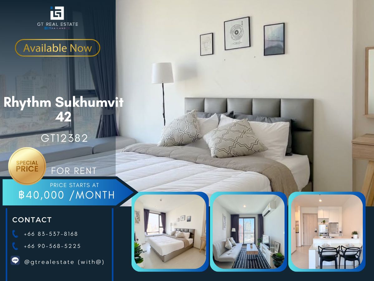 For RentCondoSukhumvit, Asoke, Thonglor : Rhythm Sukhumvit 42 condo, beautiful room, complete furniture with rent.