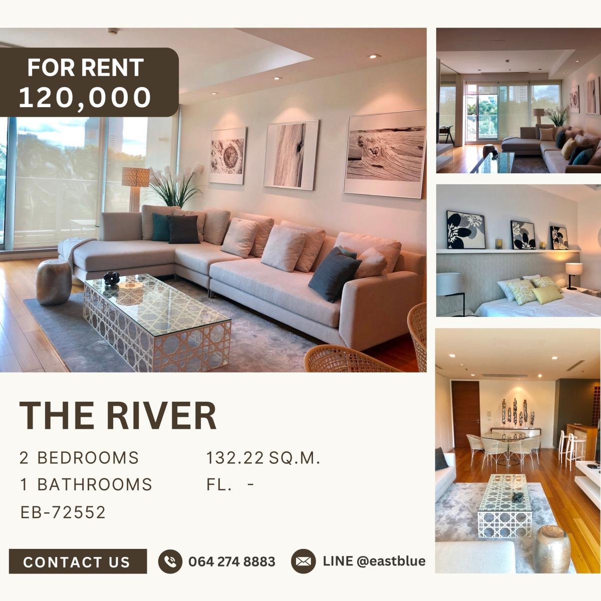 For RentCondoWongwianyai, Charoennakor : The River, 2 bed, 120000 per month