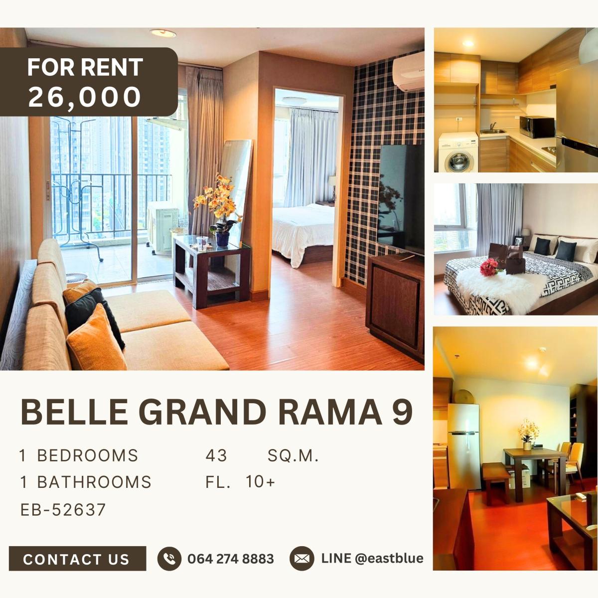 For RentCondoRama9, Petchburi, RCA : Belle Grand Rama 9, 1 bed, 26000 per month