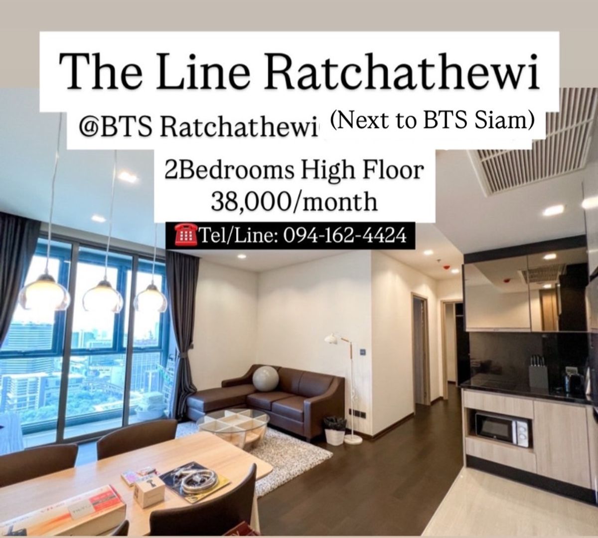 For RentCondoRatchathewi,Phayathai : 🔥The Line Ratchathewi Condo 🔥 | 2 Bed | 62 SQM. | Ret 38,000 Baht @BTS Ratchathwei ☎️ Tel/Line: 094-162-4424