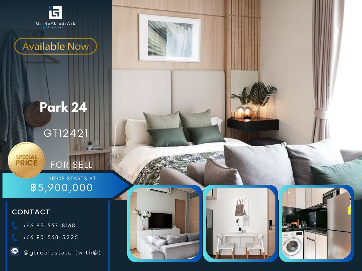 For SaleCondoSukhumvit, Asoke, Thonglor : 24 Park condo, beautiful furniture ready for sale