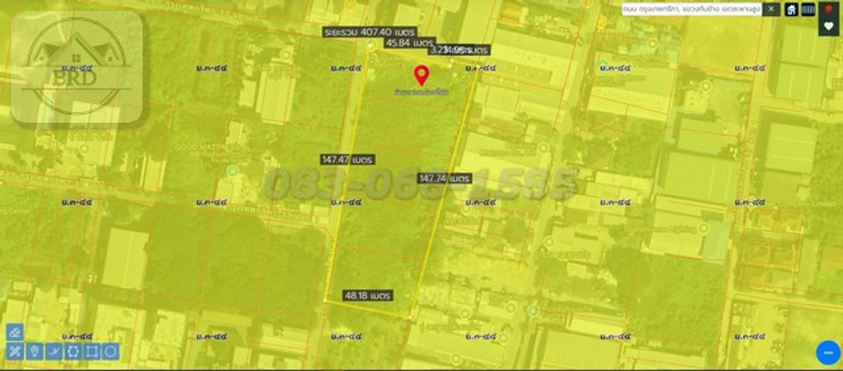 For SaleLandLadprao101, Happy Land, The Mall Bang Kapi : Land for sale in the Golden Land, Bangkok Road (area of ​​5-2-0 Rai, totaling 154 million baht), Hua Mak Subdistrict, Bang Kapi District, Bangkok