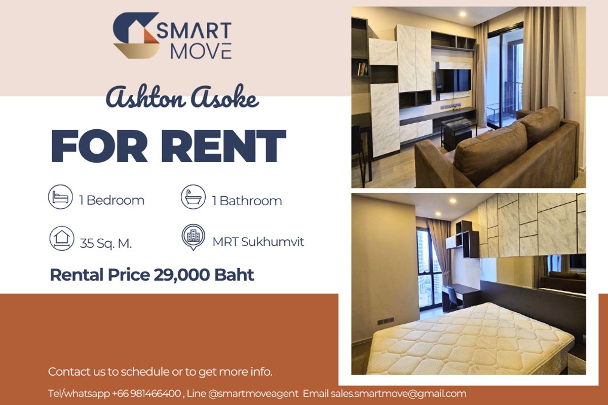 For RentCondoSukhumvit, Asoke, Thonglor : 🔥 For rent !! 🔥 Code C20221206765 .......... Ashton Asoke, 1 bedroom, 1 bathroom, high floor 15 ++, complete, ready to approach 📣📣