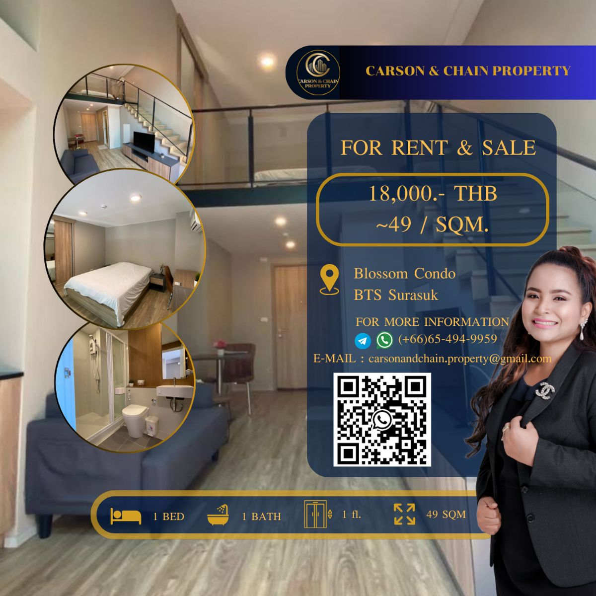 For RentCondoSathorn, Narathiwat : Blossom Condo @Sathorn-Charoenrat