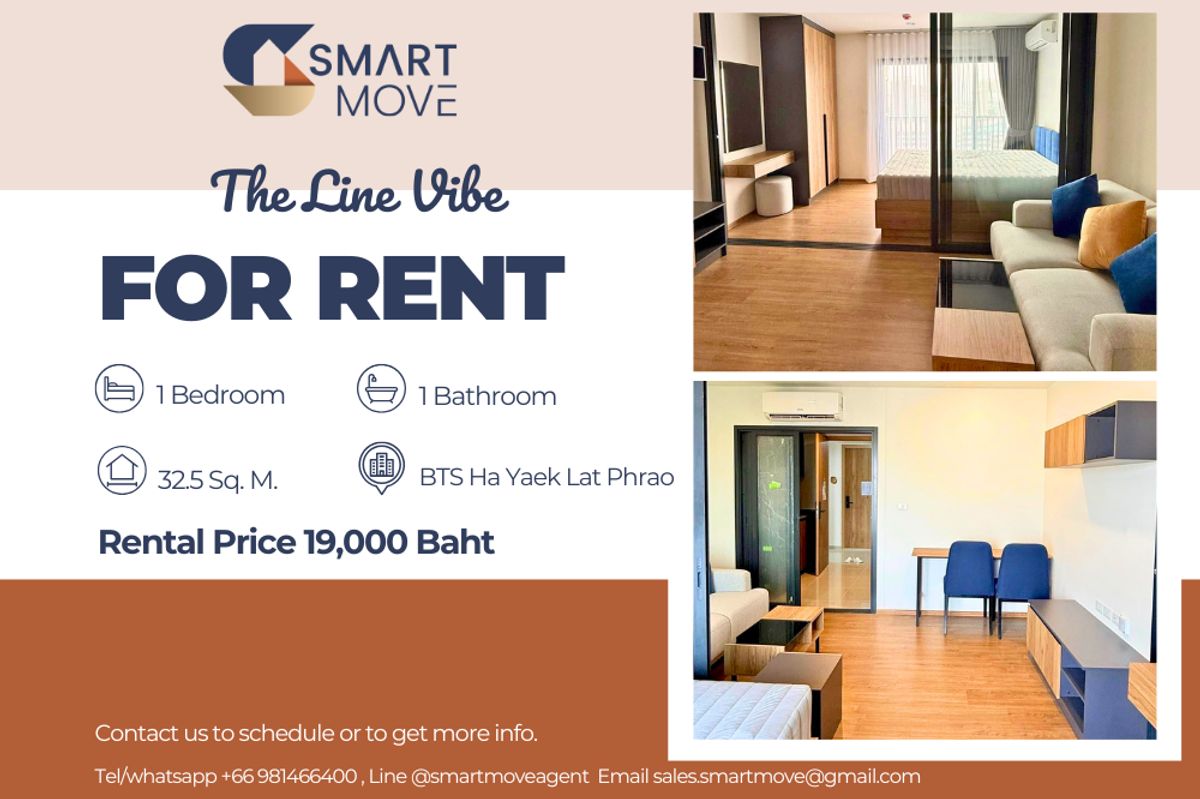 ให้เช่าคอนโดลาดพร้าว เซ็นทรัลลาดพร้าว : 🔥For Rent !!🔥 Code C20250300029..........The Line Vibe, 1 ห้องนอน, 1 ห้องน้ำ, ชั้นสูง 28++, ห้องทิศเหนือ, แต่งครบ, พร้อมเข้าอยู่ 📣📣