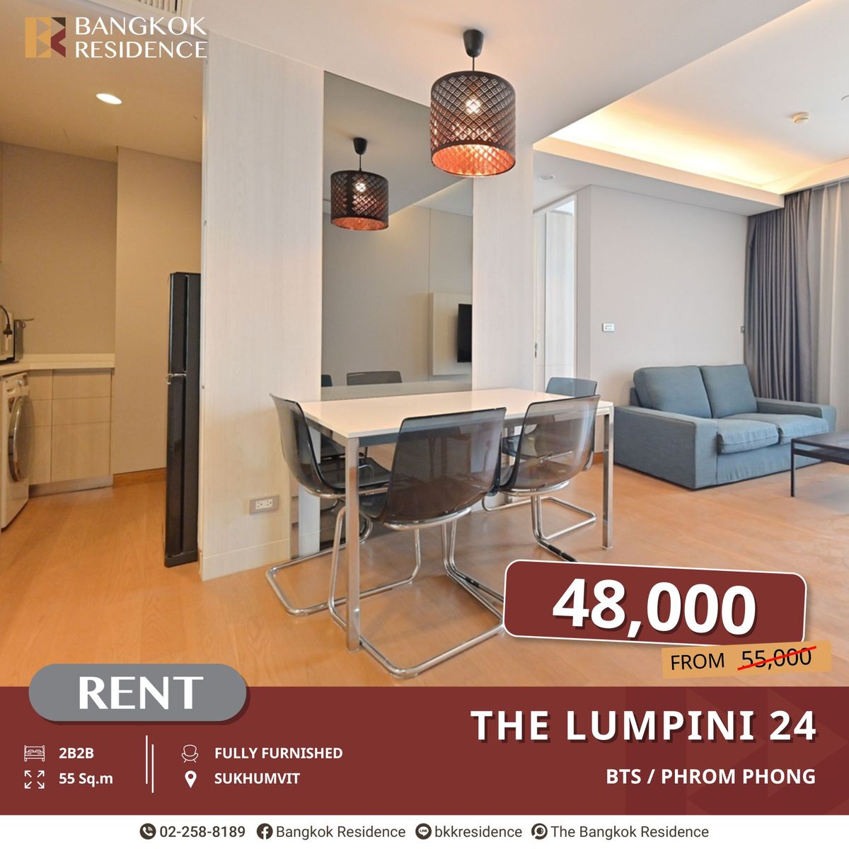 For RentCondoSukhumvit, Asoke, Thonglor : The Lumpini 24 - Move-in Ready, Modern Luxury Condo Near BTS Phrom Phong