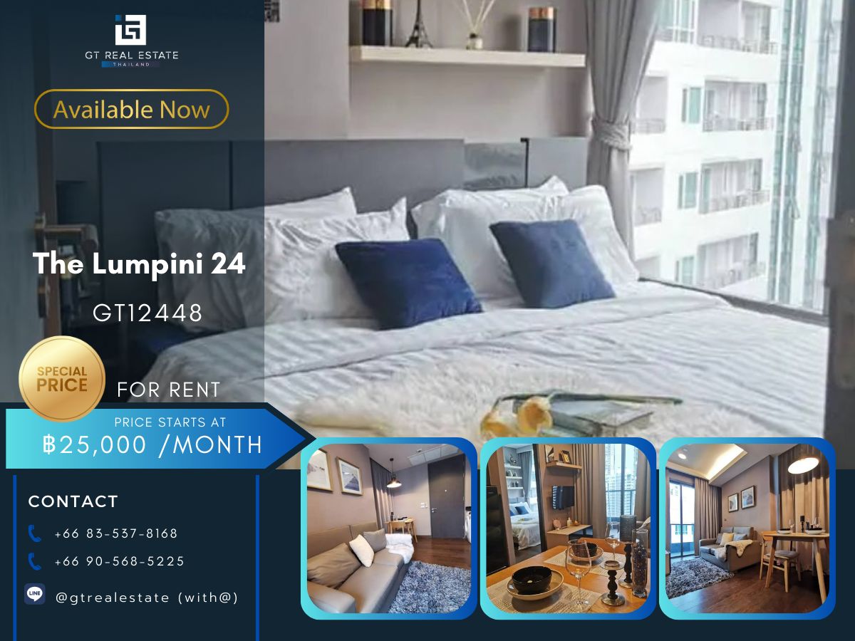 For RentCondoSukhumvit, Asoke, Thonglor : The Lumpini Condo 24, beautiful room, complete furniture Ready to rent