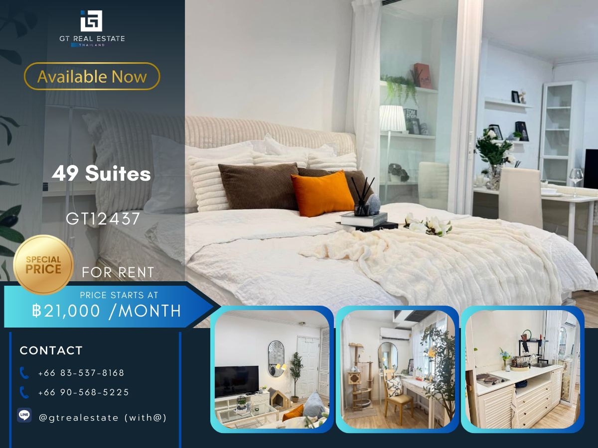 For RentCondoSukhumvit, Asoke, Thonglor : Condo 49 Suites, beautiful room, complete furniture Ready to rent