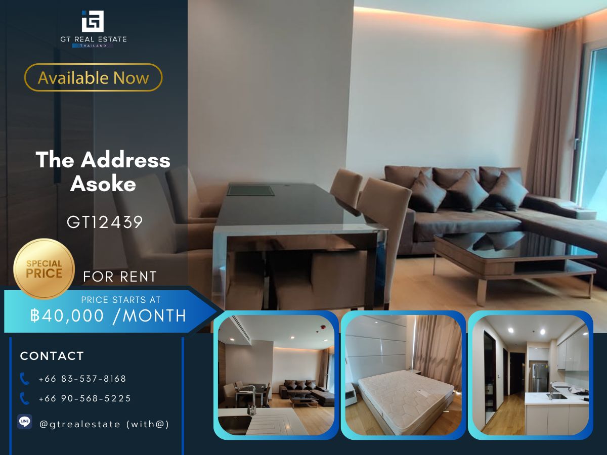 For RentCondoRama9, Petchburi, RCA : The Address Asoke Condo, beautiful room, complete furniture Ready to rent