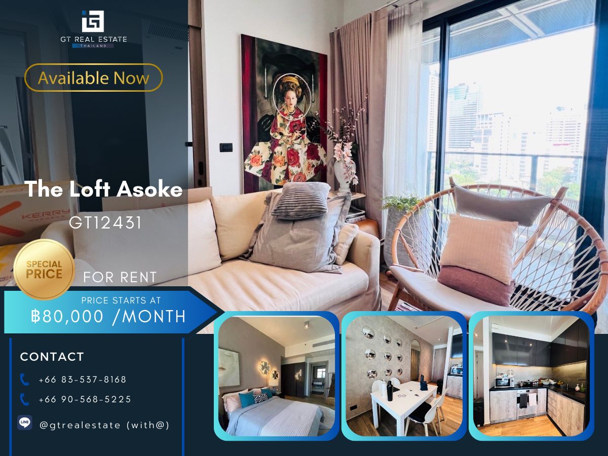 For RentCondoSukhumvit, Asoke, Thonglor : The Loft Asoke Condo, beautiful room, complete furniture Ready to rent