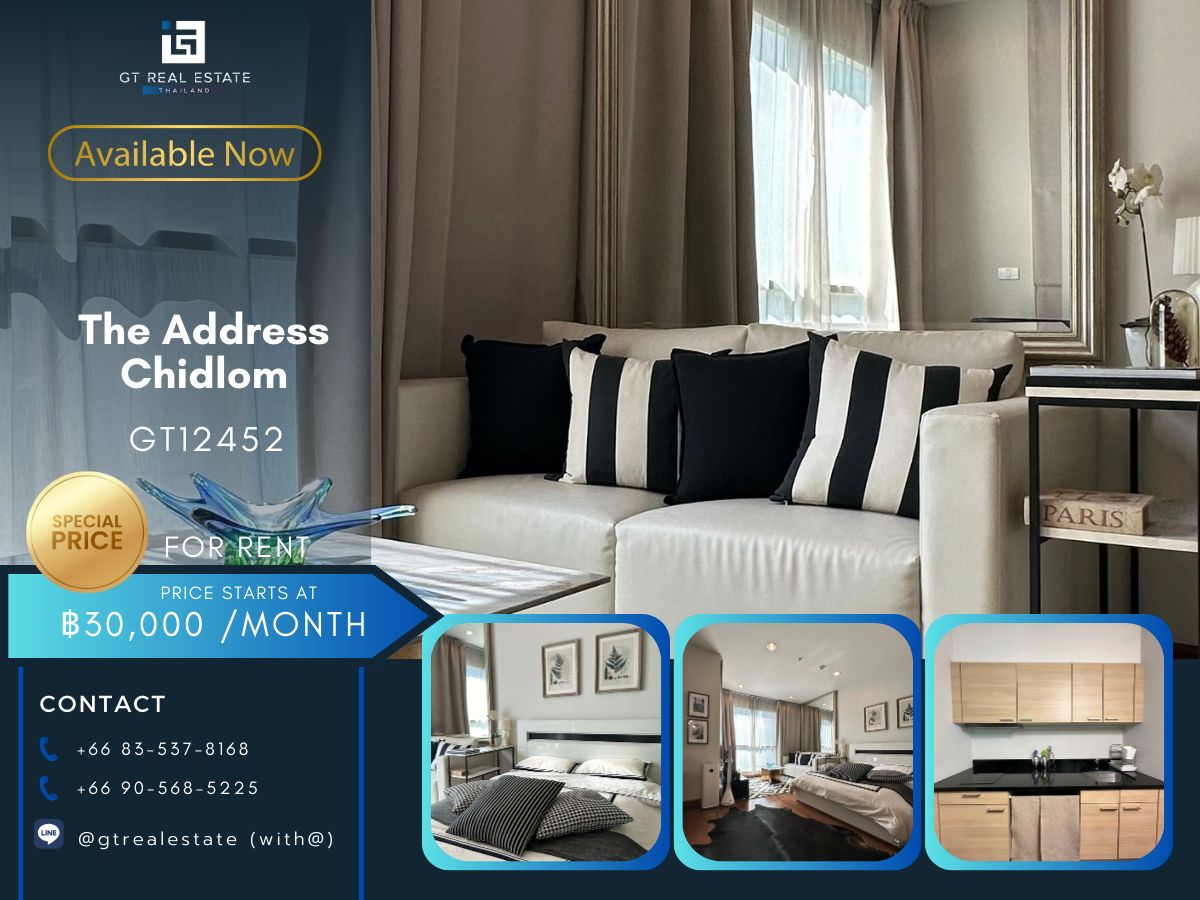 For RentCondoWitthayu, Chidlom, Langsuan, Ploenchit : The Address Chidlom condo, beautiful room, complete furniture. Ready to rent