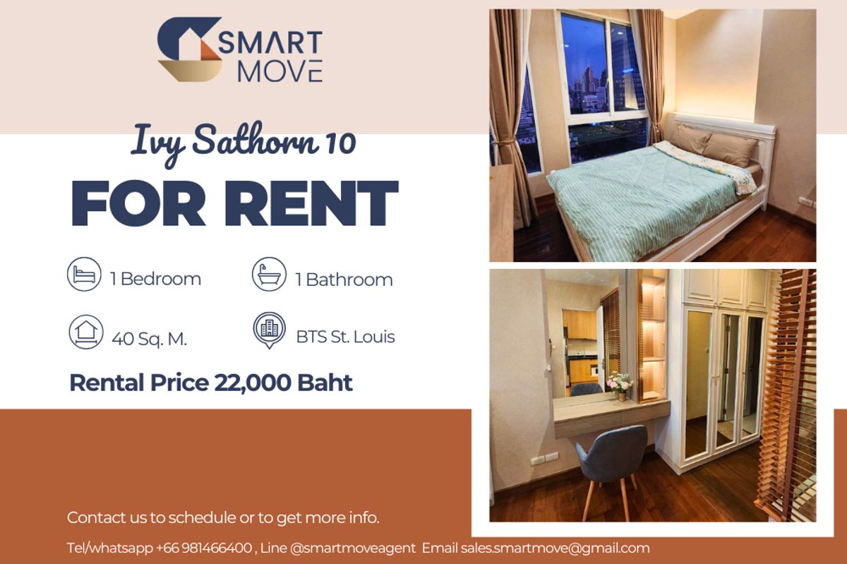 For RentCondoSathorn, Narathiwat : 🔥 For rent !! 🔥 Code C20221200423 .......... Ivy Sathorn 10, 1 Bedroom, 1 bathroom, high floor 17 ++, complete, ready to approach 📣📣