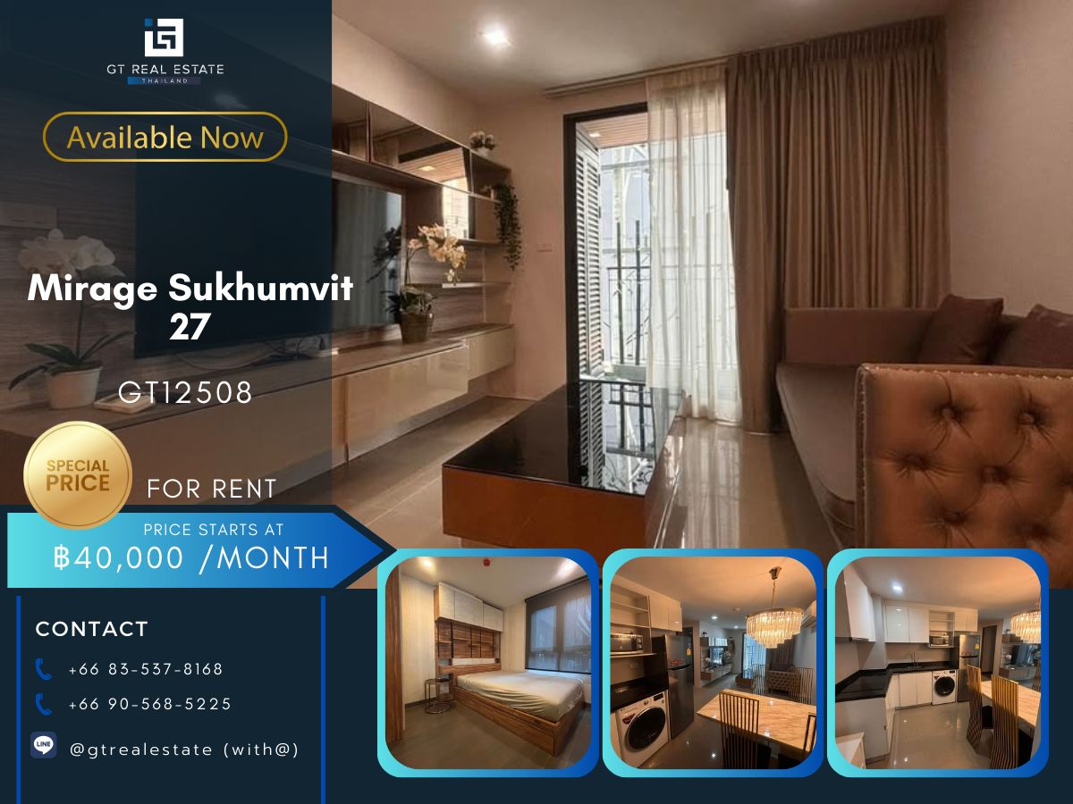 For RentCondoSukhumvit, Asoke, Thonglor : Condo Mirage Sukhumvit 27 Beautiful room, complete furniture Ready to rent