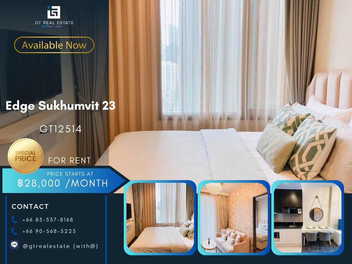 For RentCondoSukhumvit, Asoke, Thonglor : Edge Sukhumvit 23, beautiful room, complete furniture Ready to rent