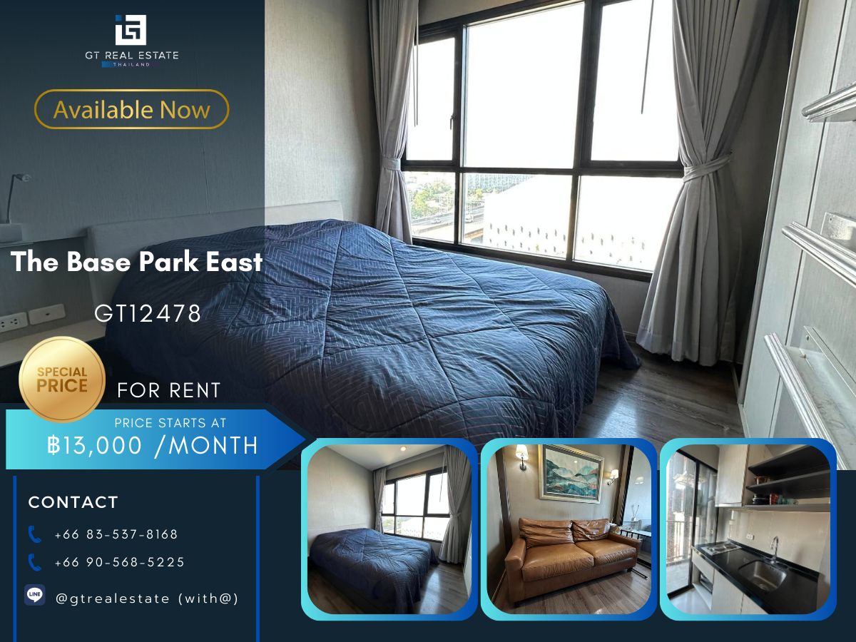 For RentCondoOnnut, Udomsuk : คอนโด The Base Park East ห้องสวย เฟอร์นิเจอร์ครบ Ready to rent