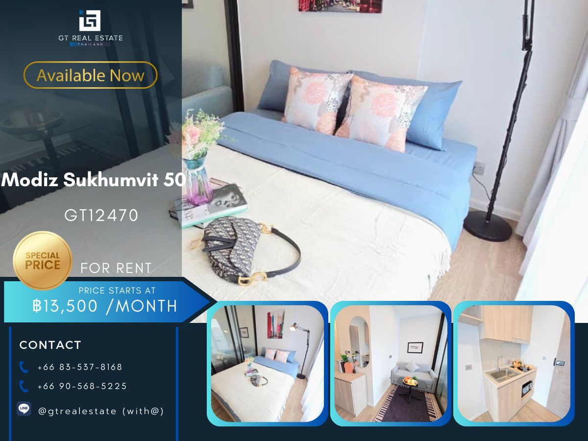 For RentCondoOnnut, Udomsuk : Modiz Sukhumvit 50, beautiful room, complete furniture Ready to rent