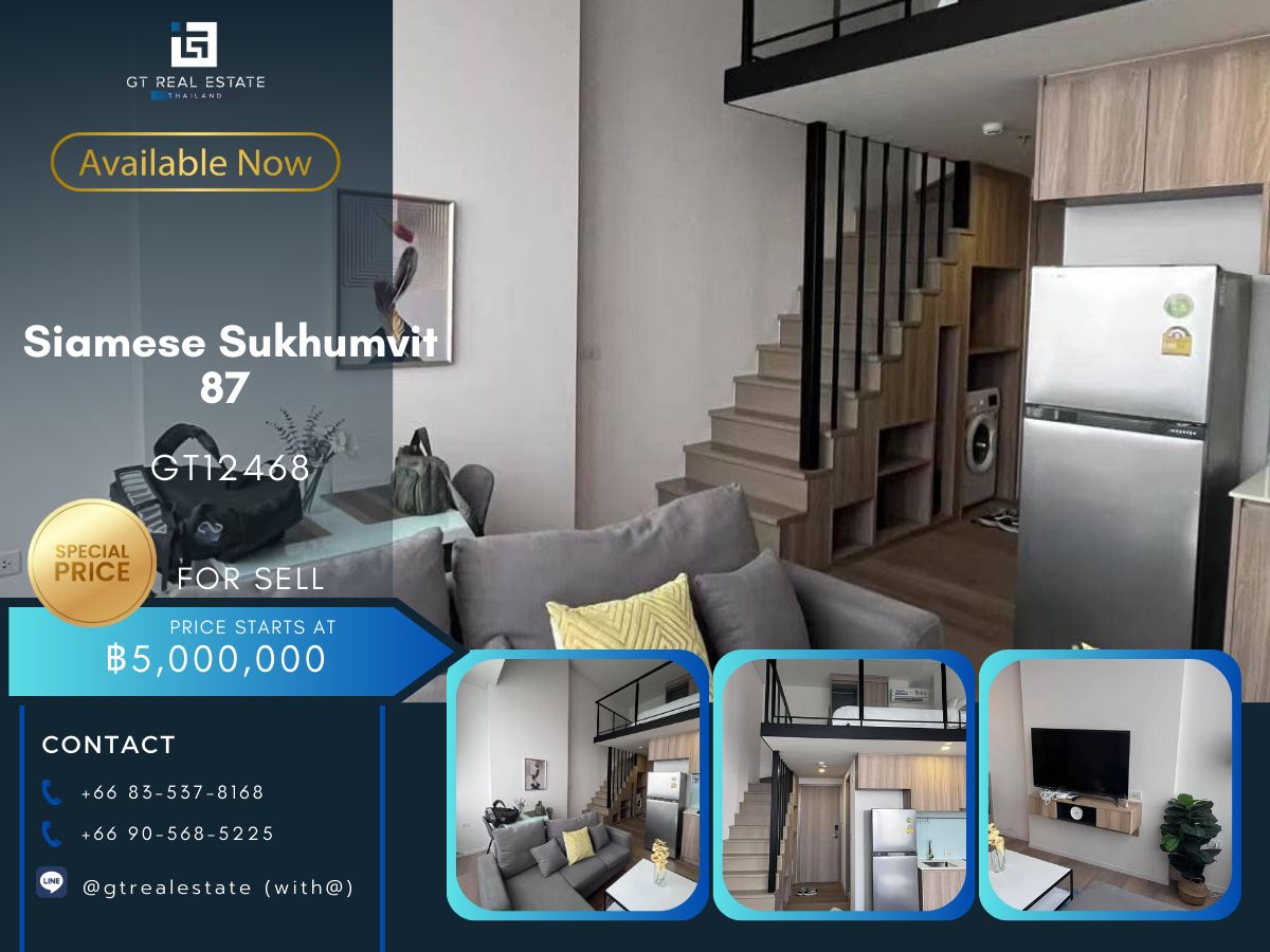 For SaleCondoOnnut, Udomsuk : Condo Siamese Sukhumvit 87, beautiful room, complete furniture