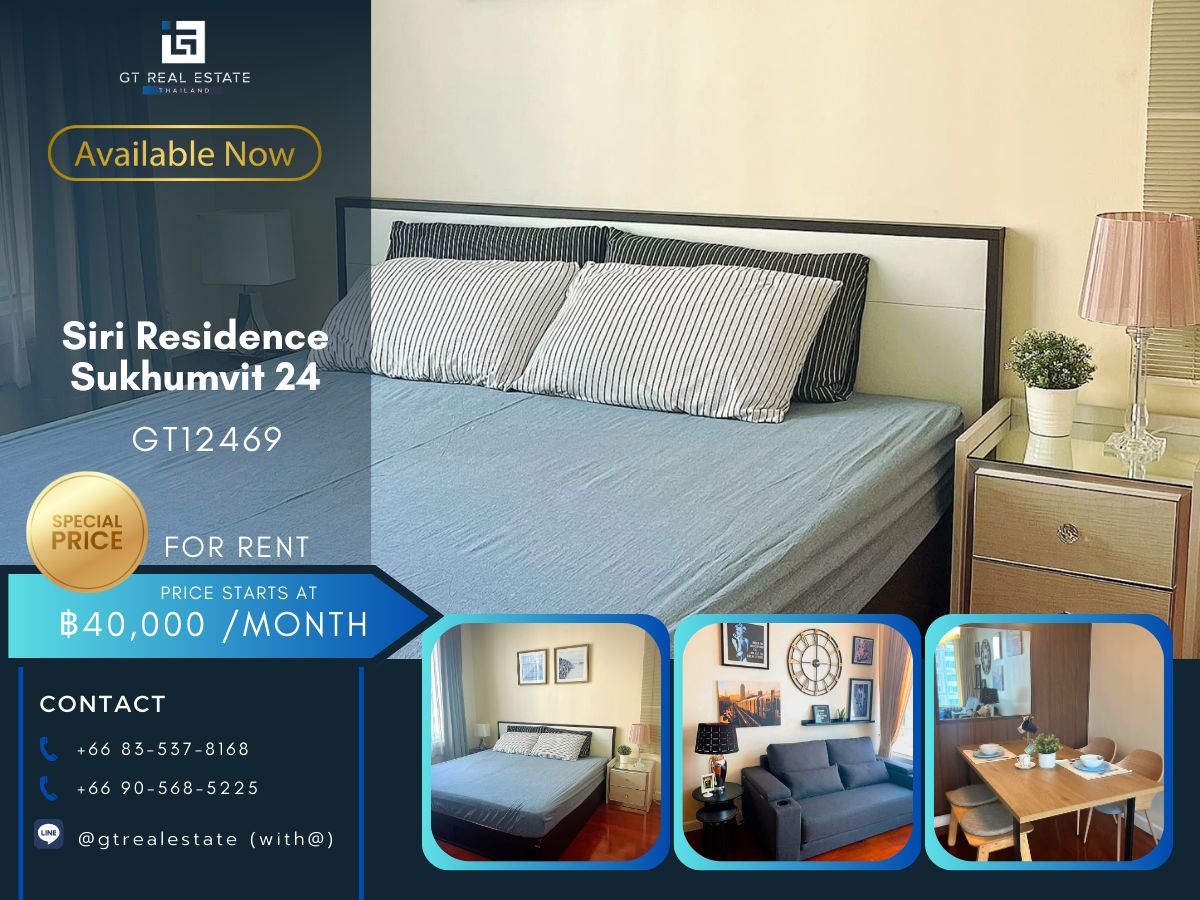 For RentCondoSukhumvit, Asoke, Thonglor : Condo Siri Residence Sukhumvit 24, beautiful room, complete furniture Ready to rent