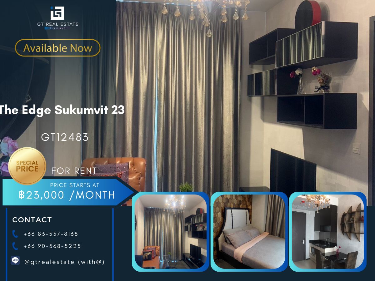 For RentCondoSukhumvit, Asoke, Thonglor : The Edge Sukumvit 23 condo, beautiful room, complete furniture Ready to rent