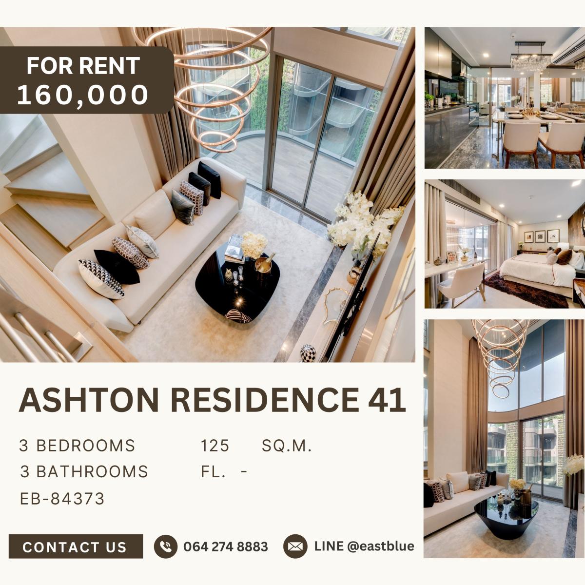 For RentCondoSukhumvit, Asoke, Thonglor : Ashton Residence 41, 3 bed, 160000 per month