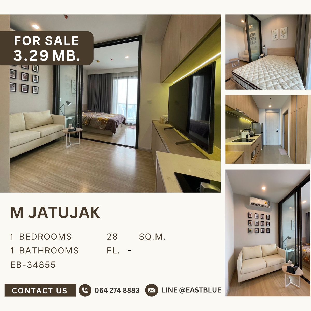 For SaleCondoSapankwai,Jatujak : 🚨 Urgent sale !! 🐶 Pet Friendly, the best price in the building 🔥1, high -class bedroom, complete 🏙️M jatujak only 3.29 minus. 📞 Call 093 054 7992 J