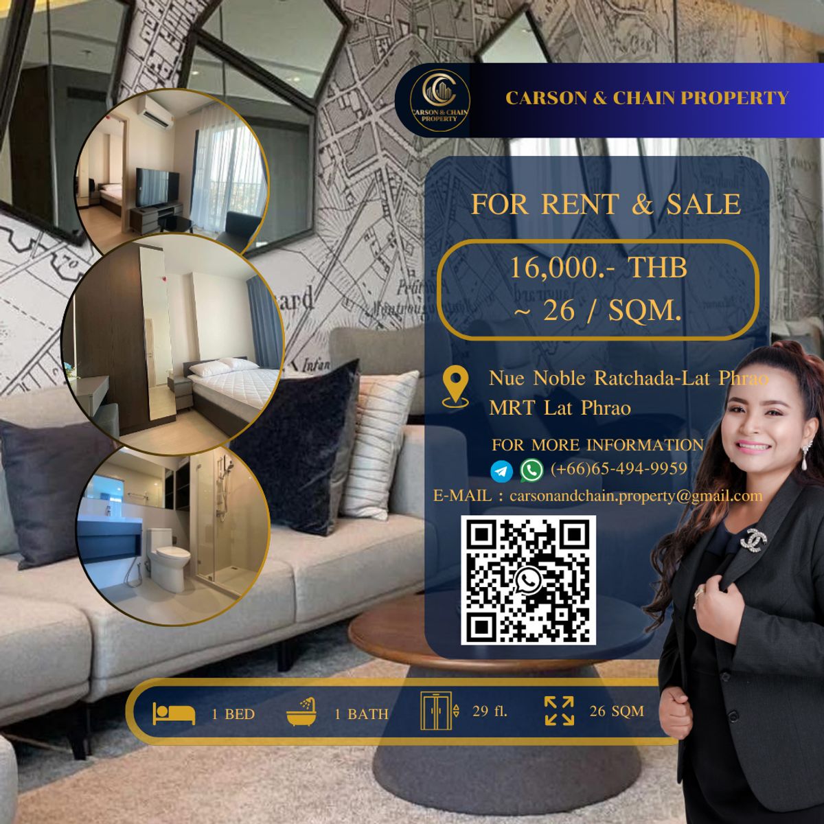 For RentCondoLadprao, Central Ladprao : Nue Noble Ratchada-Lat Phrao