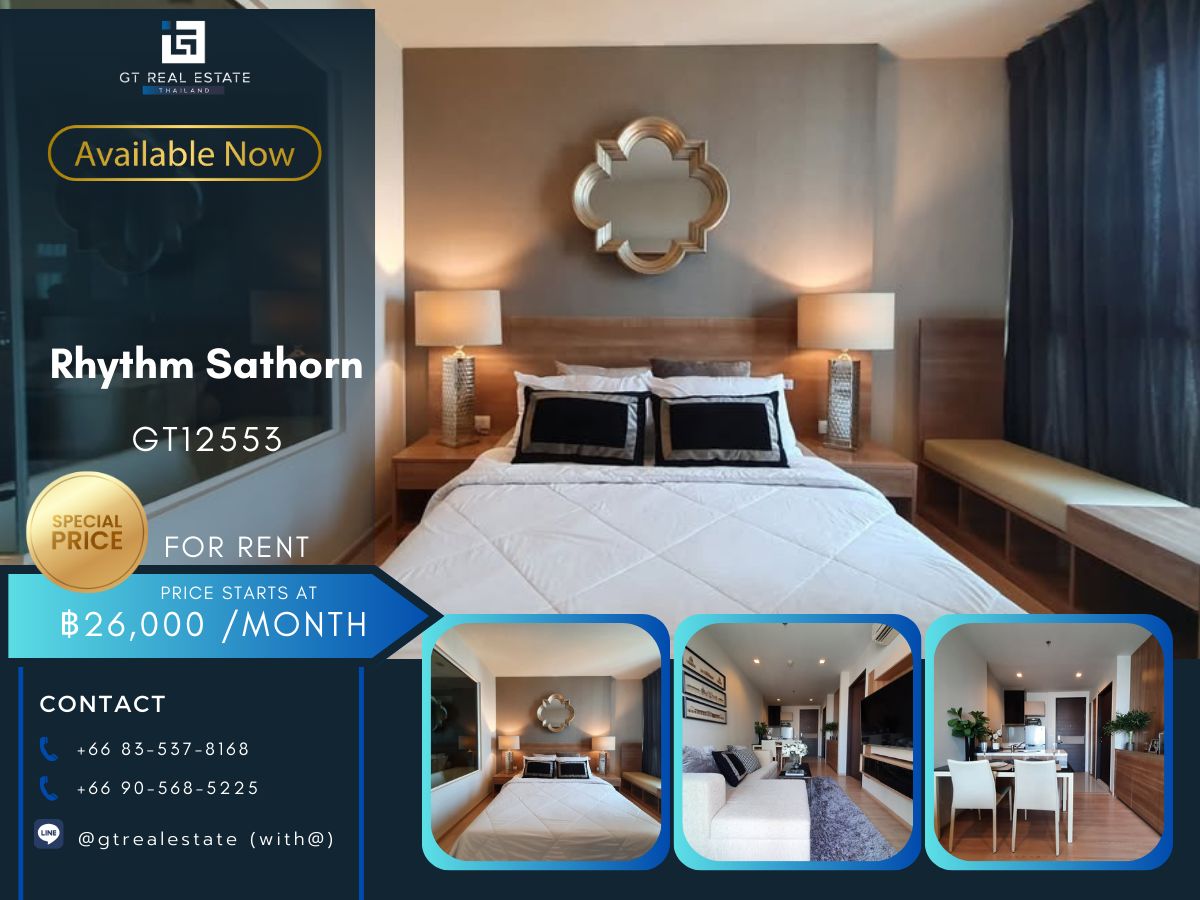 For RentCondoSathorn, Narathiwat : Rhythm Sathorn Condo, beautiful room, complete furniture Ready to rent