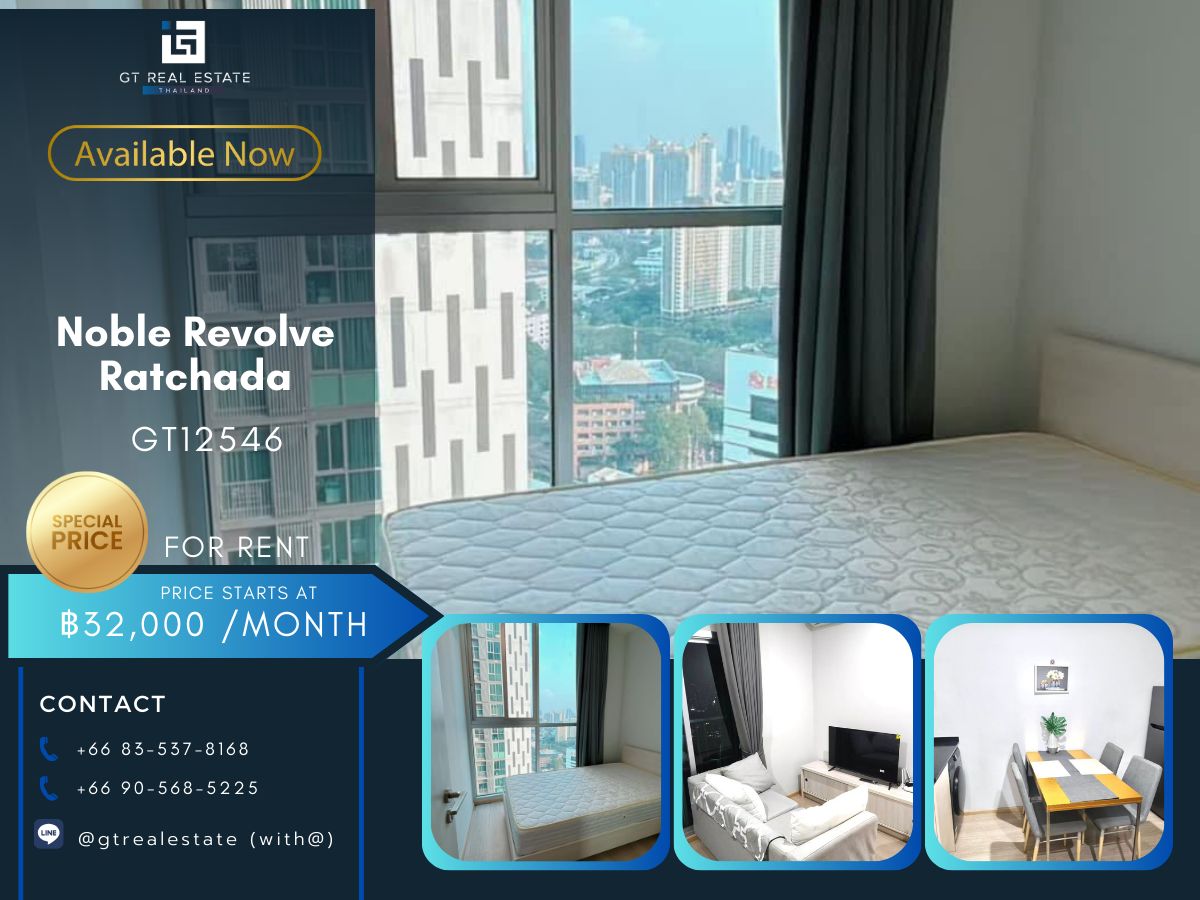 For RentCondoRatchadapisek, Huaikwang, Suttisan : Noble Revolve Ratchada Condo, beautiful room, complete furniture Ready to rent