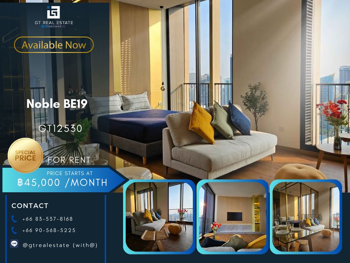 For RentCondoSukhumvit, Asoke, Thonglor : NOBLE BE19 Condo, beautiful room, complete furniture Ready to rent