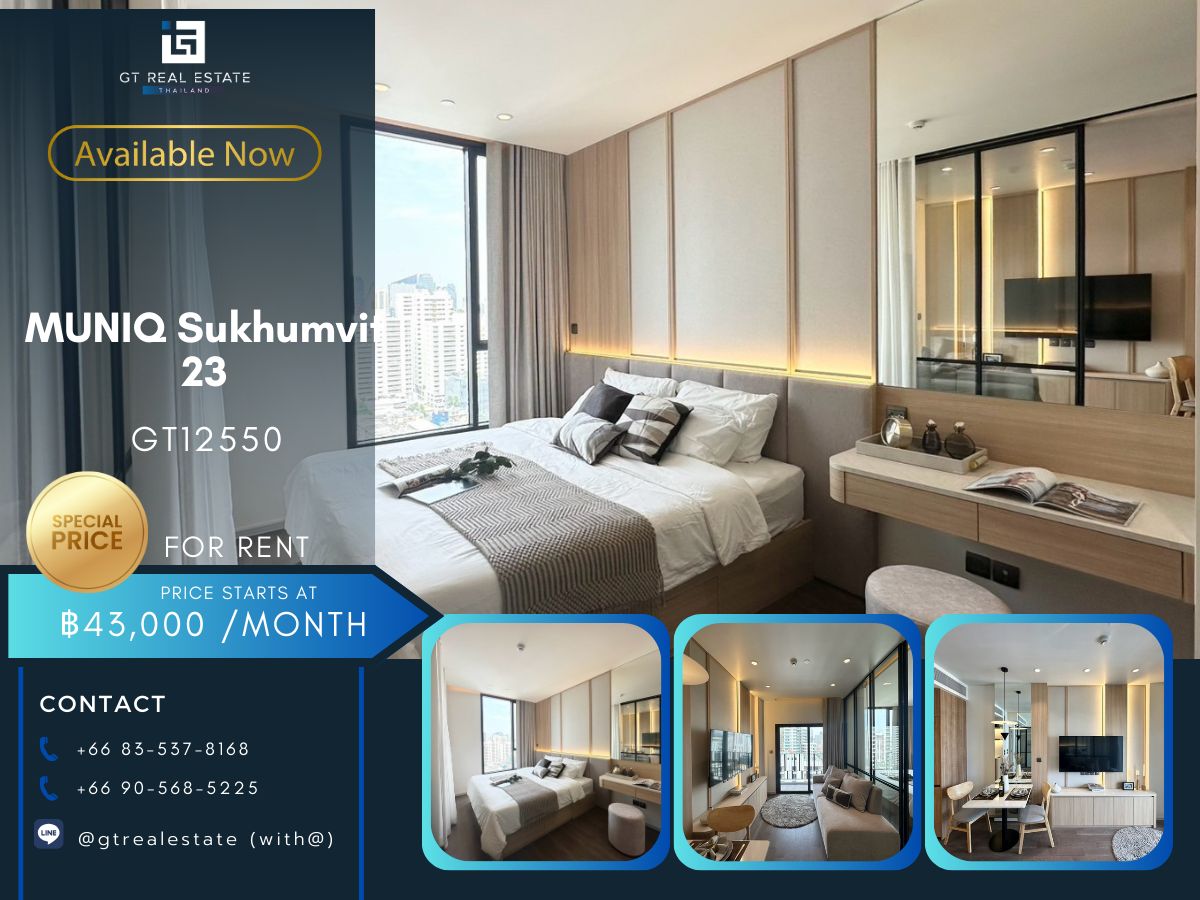 For RentCondoSukhumvit, Asoke, Thonglor : Muniq Sukhumvit 23, beautiful room, complete furniture Ready to rent