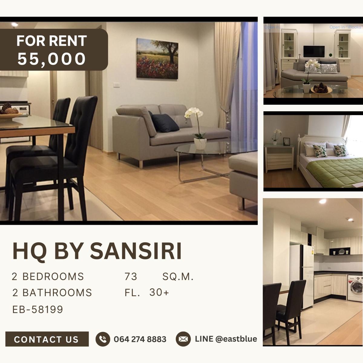 For RentCondoSukhumvit, Asoke, Thonglor : HQ By Sansiri, 2 bed, 55000 per month