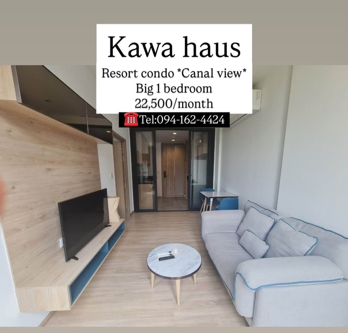 ให้เช่าคอนโดอ่อนนุช อุดมสุข : KAWA HAUS,, Resort Condo @BTS Onnut  22,500/moth Canal view ☎️ Tel: 094-162-4424