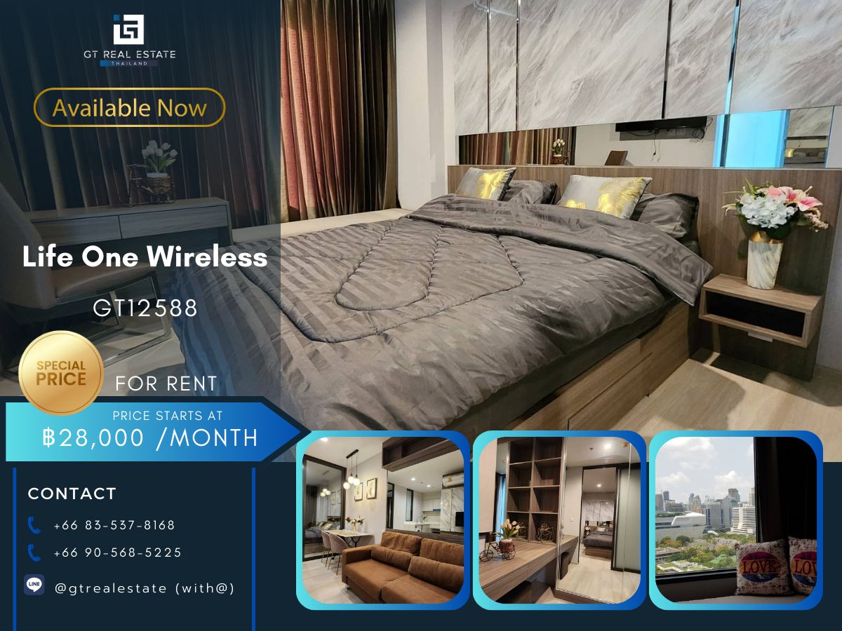 For RentCondoWitthayu, Chidlom, Langsuan, Ploenchit : Life One Wireless Condo, beautiful room, complete furniture Ready to rent