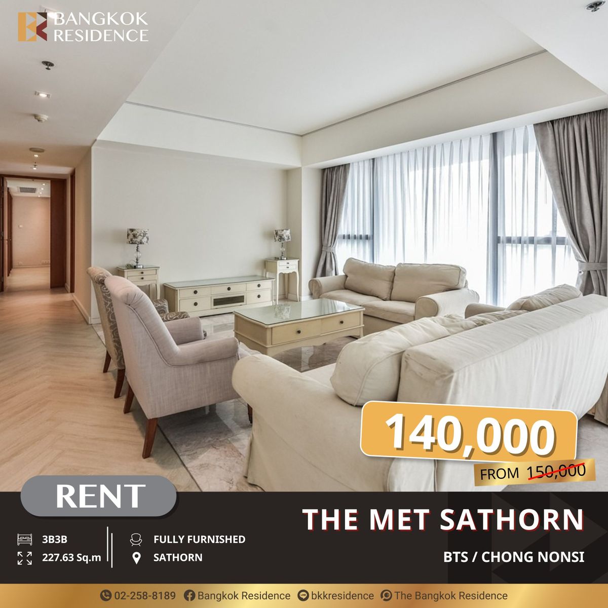 For RentCondoSathorn, Narathiwat : The Met - Experience Luxury with 227 sqm of Space Near BTS Chong Nonsi