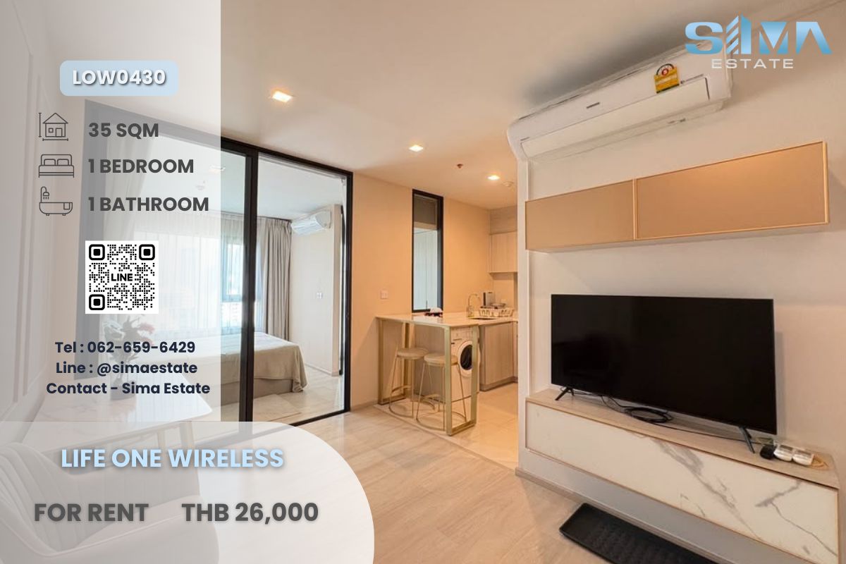 For RentCondoWitthayu, Chidlom, Langsuan, Ploenchit : Rent ☁️Life One Wireless☁️ Beautiful room Ready Complete electrical appliances ☀️