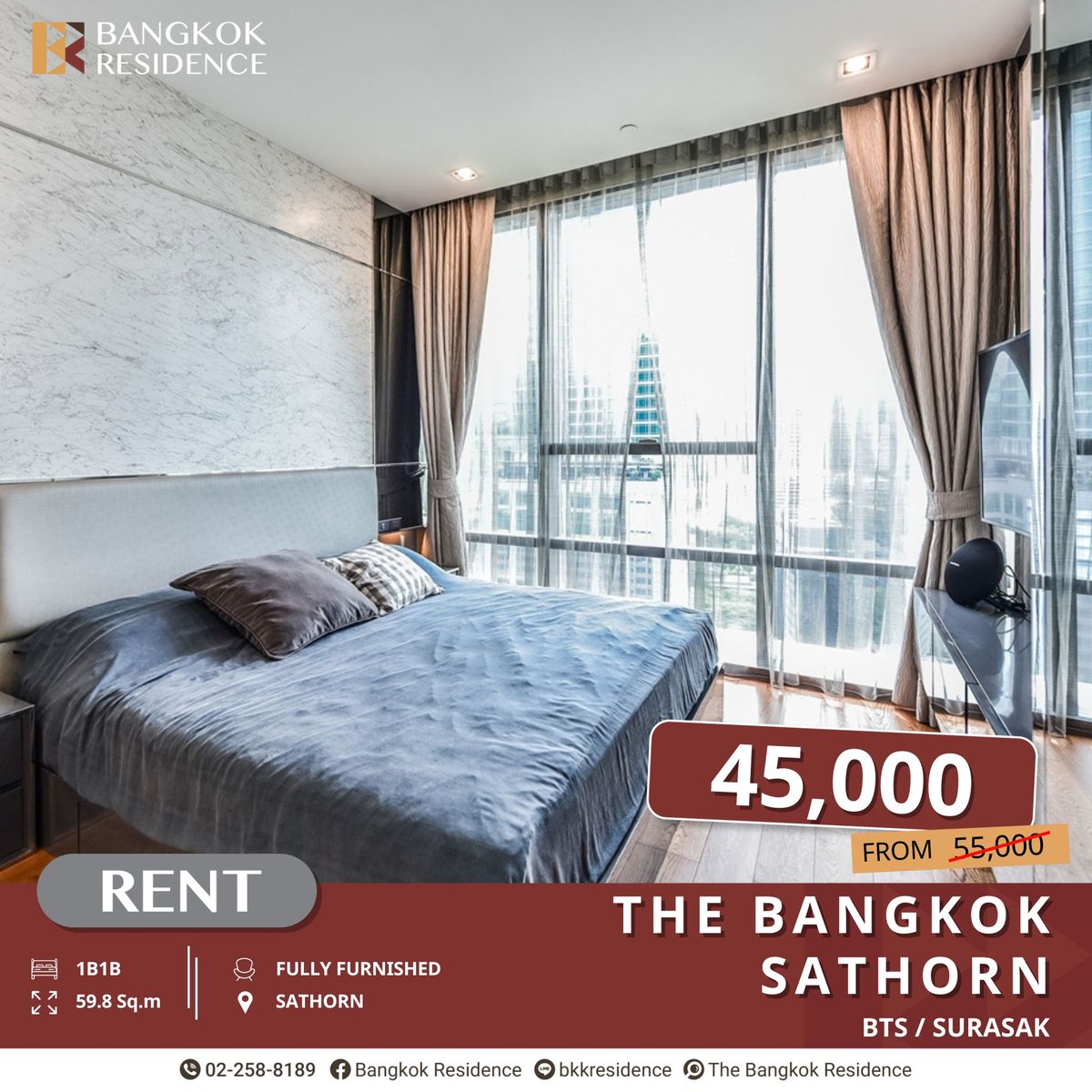 ให้เช่าคอนโดสาทร นราธิวาส : The Bangkok Sathorn ยูนิต Luxury พร้อมอยู่ ใกล้ BTS สุรศักดิ์