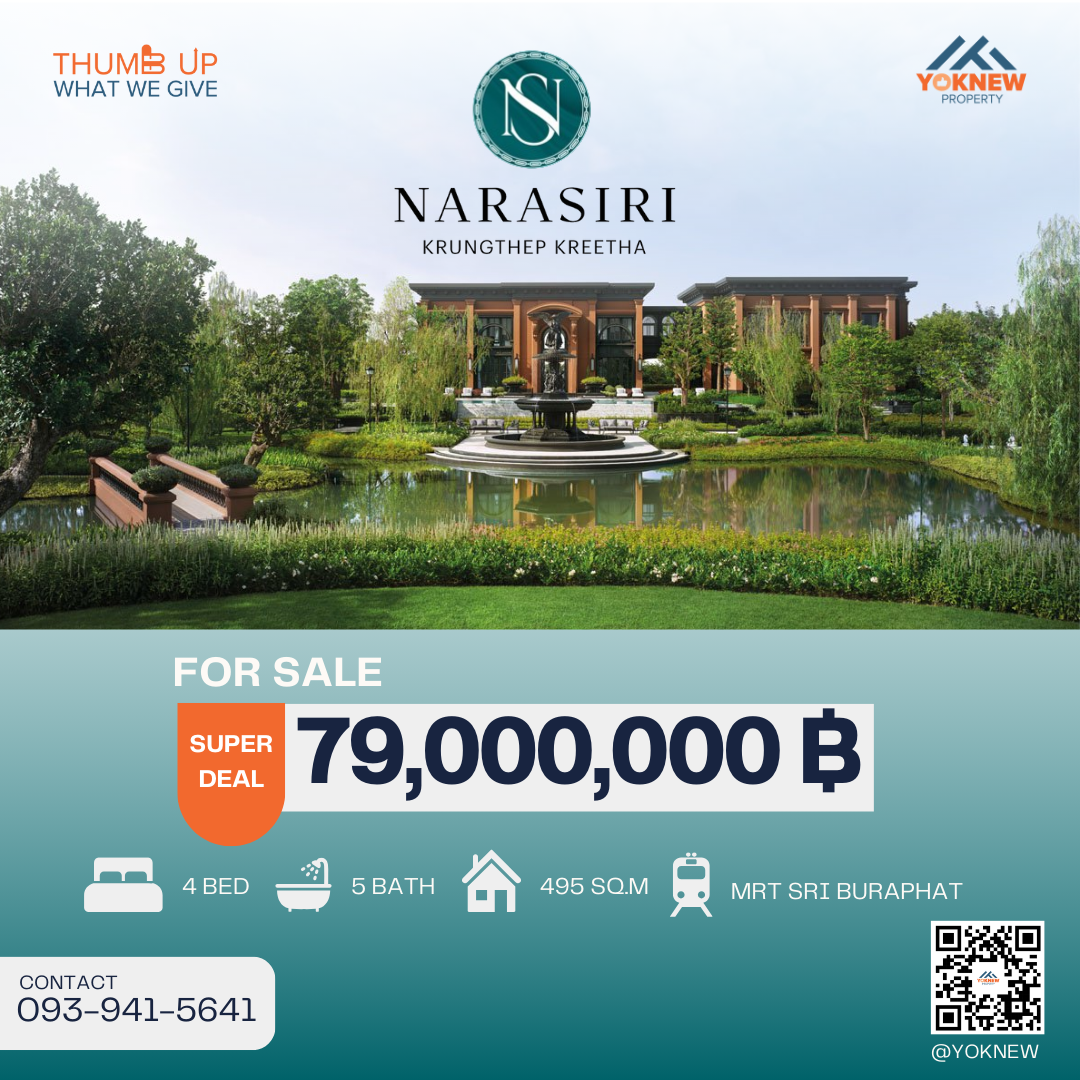 For SaleHousePattanakan, Srinakarin : Narasiri Krungthep Kreetha👑 Ultra Luxury, built-in throughout the house, imported marble, designers are all set!