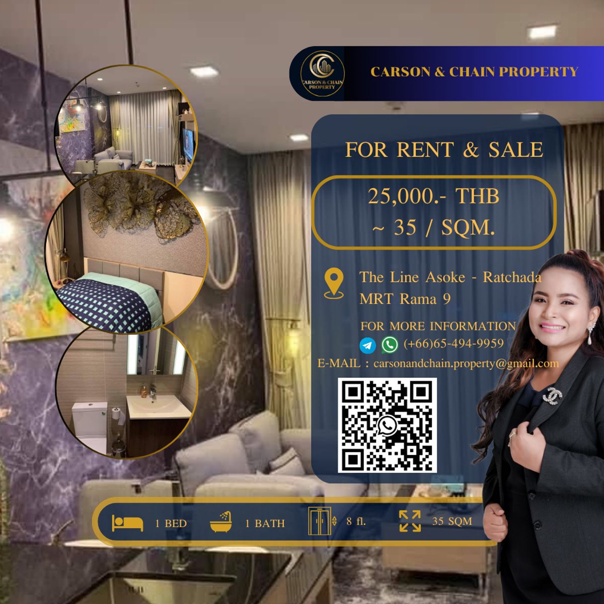ให้เช่าคอนโดพระราม 9 เพชรบุรีตัดใหม่ RCA : The Line Asoke - Ratchada