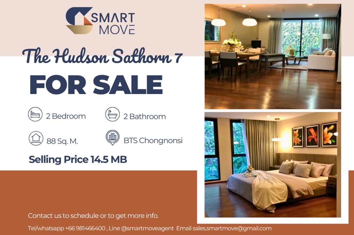 For SaleCondoSathorn, Narathiwat : 🔥Sale with tenant!! Code C20230208101.......The Hudson Sathorn 7, 2 bedroom, 2 bathroom, furnished, Special Deal!! 💥