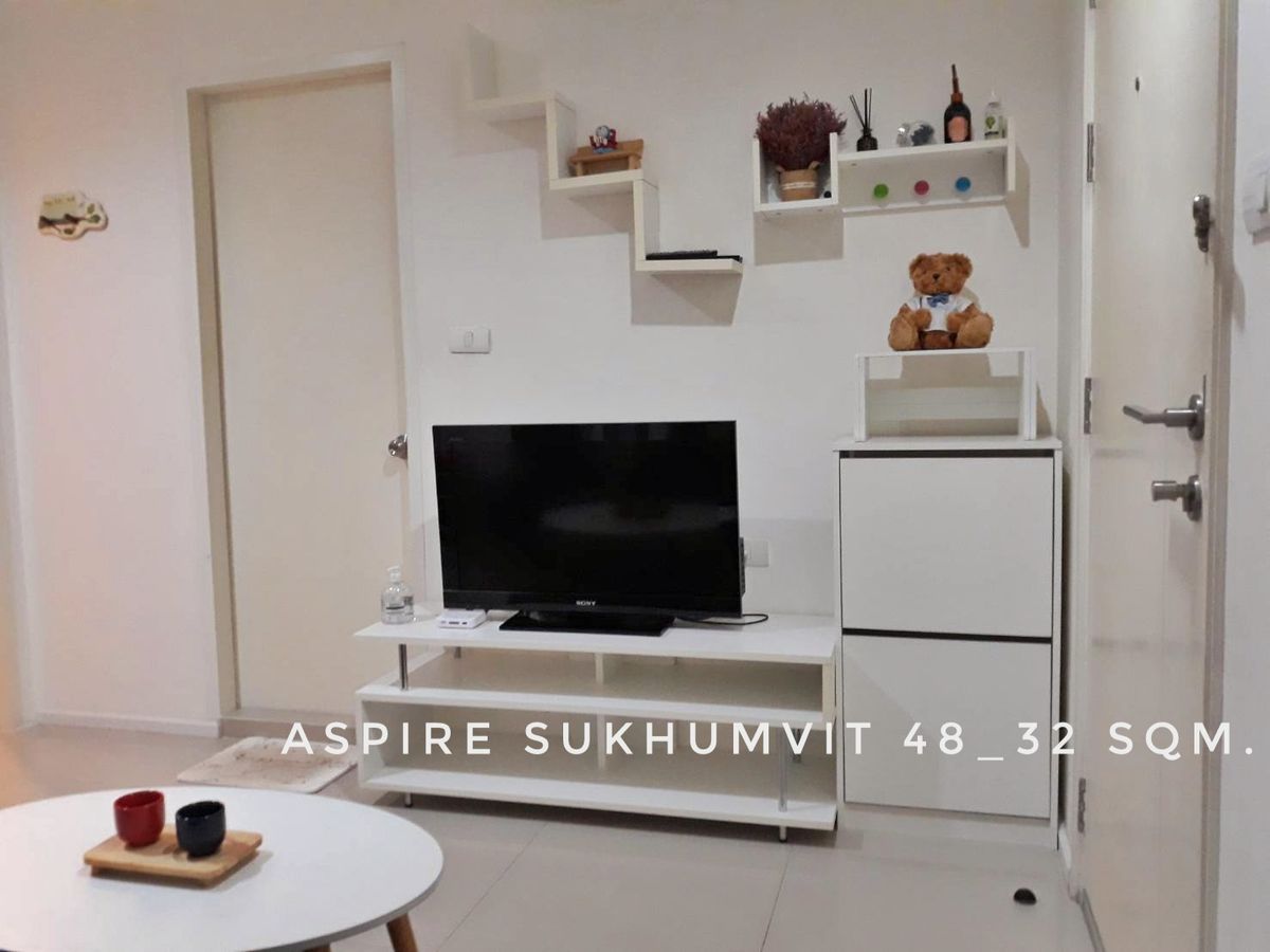ให้เช่าคอนโดอ่อนนุช อุดมสุข : ปล่อยเช่าห้องคอนโด Aspire Sukhumvit 48 ตึก N 1 ห้องนอน สไตล์มินิมอล เห็นวิวโค้งน้ำ ใกล้บีทีเอสพระโขนง