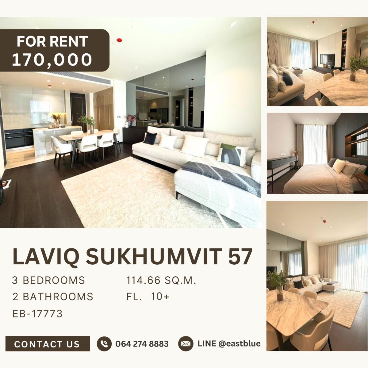ให้เช่าคอนโดสุขุมวิท อโศก ทองหล่อ : LAVIQ Sukhumvit 57, 3  bed,  170000  per month